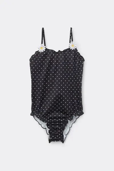 Tezenis Costume Intero Bimba Pois Bambina Nero