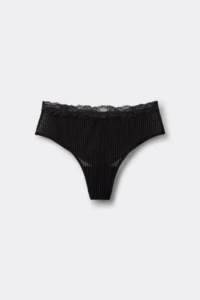 Tezenis Culotte a Brasiliana Semi-Alta Glam Rib Donna Nero