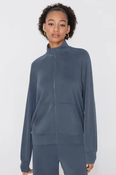 Tezenis Felpa con Zip Soft Touch Donna Blu
