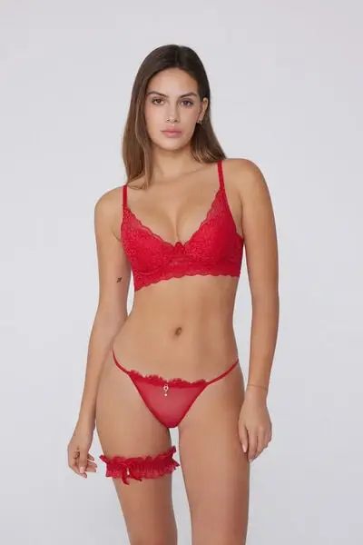 Tezenis Giarrettiera in Pizzo Rosso Donna Rosso Taglia TU
