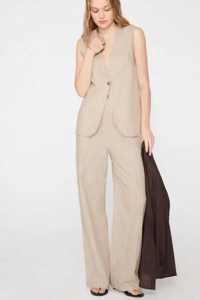 Tezenis Gilet Lungo in Tela di Cotone Effetto Lino Donna Naturale