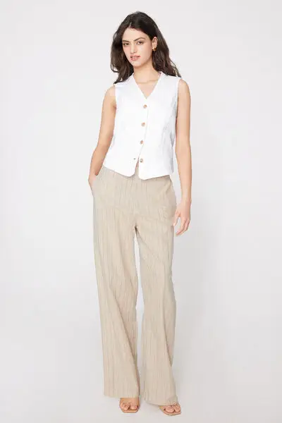 Tezenis Gilet Tela di Cotone con Bottoni Effetto Lino Donna Bianco