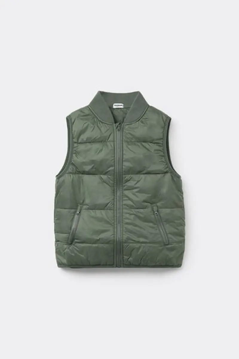 Tezenis Giubbino Smanicato Imbottito con Tasche e Zip Bimbi Unisex Unisex Verde