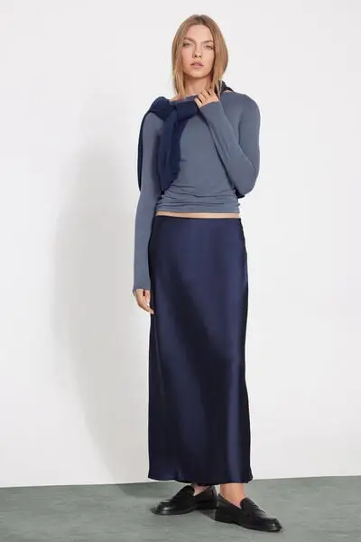 Tezenis Gonna in Raso Midi Donna Blu