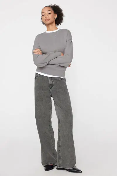 Jeans a Palazzo Vita Alta Donna Blu