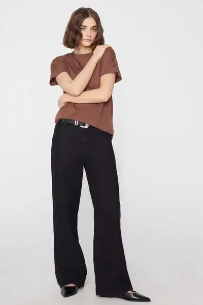 Jeans a Palazzo Vita Alta Donna Nero