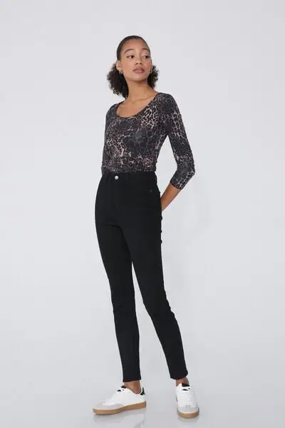 Jeggings Vita Alta Effetto Push-Up Donna Nero