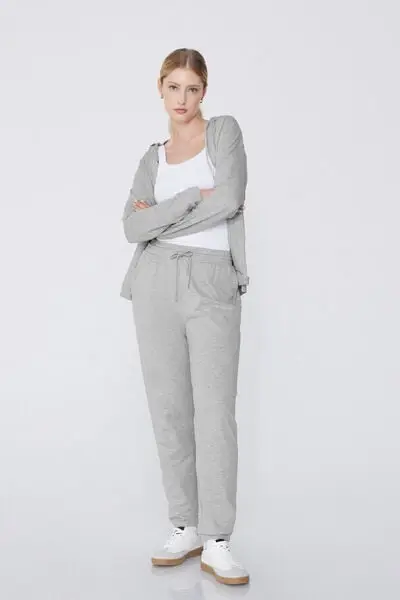 Jogger con Tasche a Filetto e Coulisse Donna Grigio