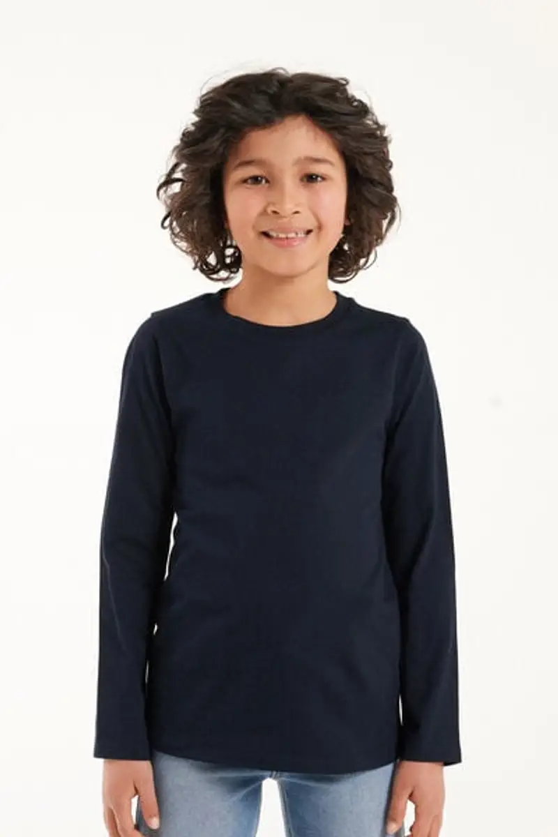 Tezenis Maglia Cotone Manica Lunga Bambini Unisex Unisex Blu