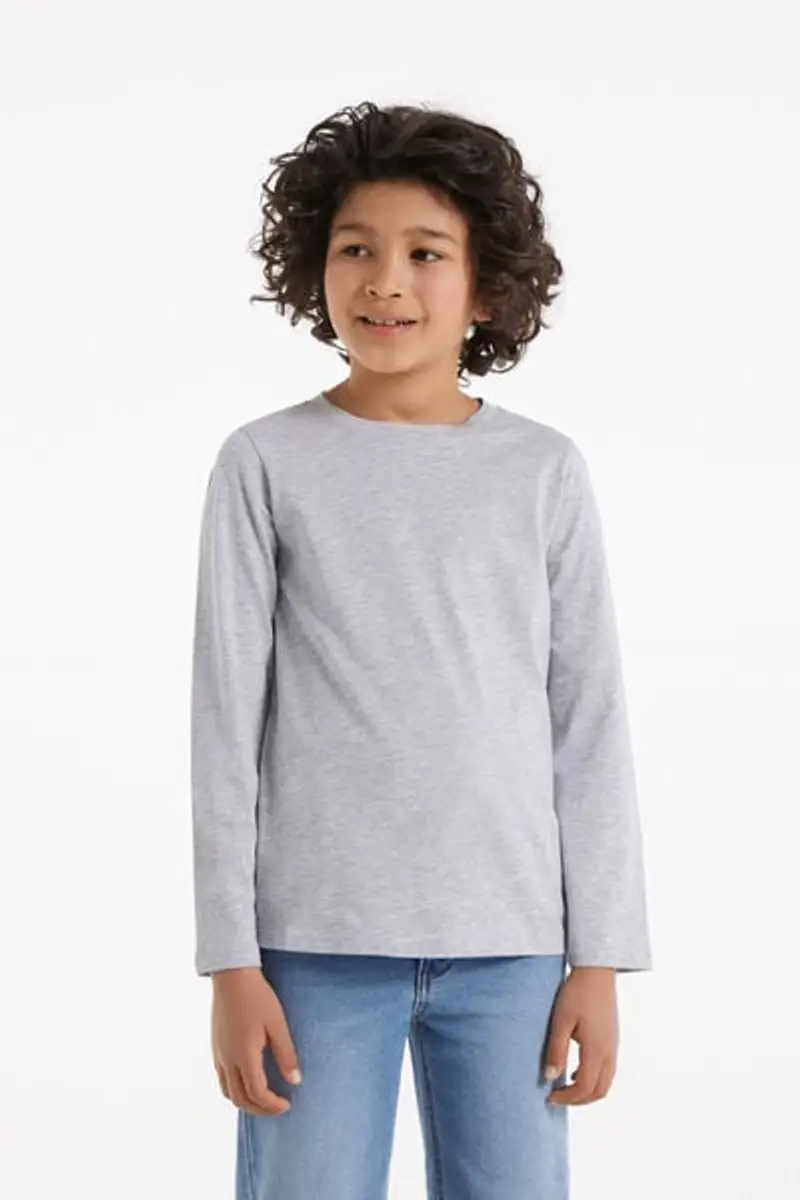 Tezenis Maglia Cotone Manica Lunga Bambini Unisex Unisex Grigio