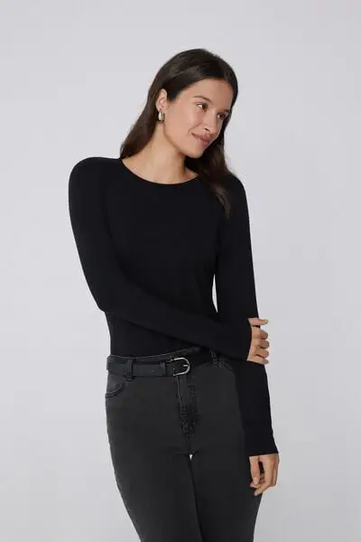 Tezenis Maglia Girocollo Cotone e Modal Termico Donna Nero