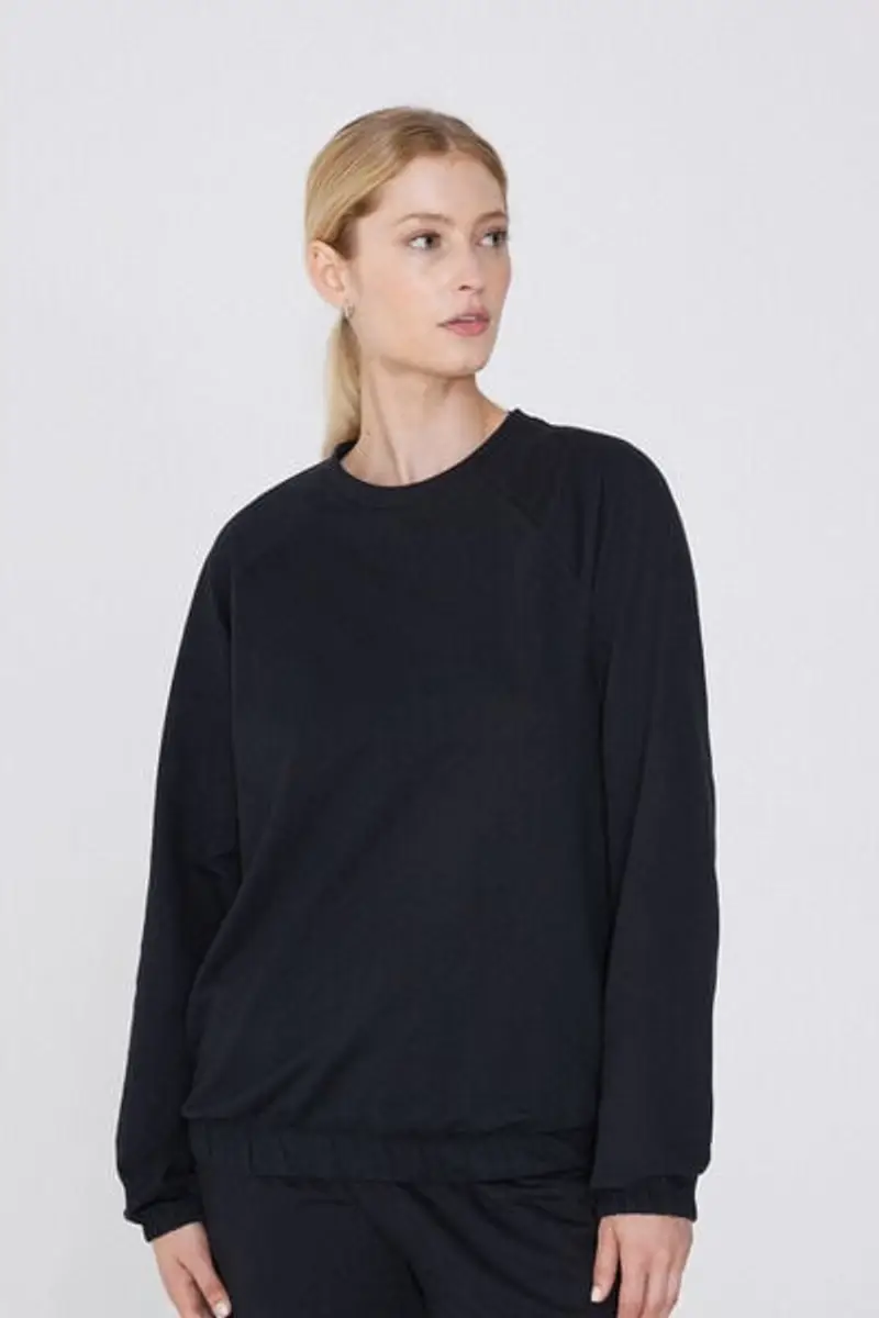 Tezenis Maglia Manica Lunga Girocollo con Polsini Donna Nero