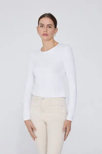 Tezenis Maglia Manica Lunga Girocollo Cotone Organico Elasticizzato Donna Bianco