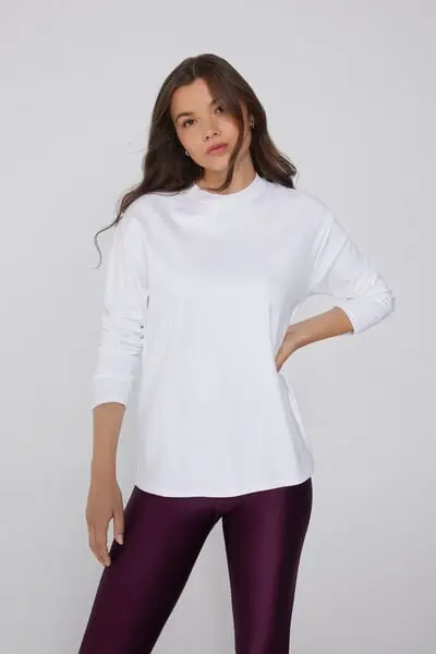 Tezenis Maglia Maniche Lunghe Girocollo 100% Cotone Pesantezza Media Donna Bianco