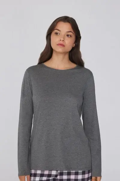 Tezenis Maglia Maniche Lunghe Girocollo in 100% Cotone Donna Grigio
