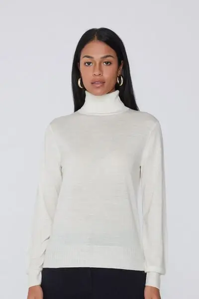 Tezenis Maglia Pesante Collo Alto 100% Lana Merino Donna Bianco