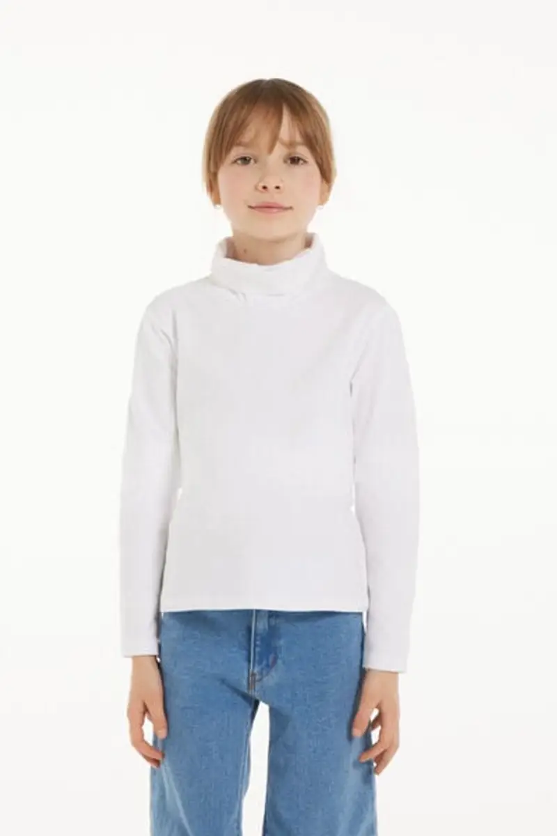 Tezenis Maglia Termica Collo Alto a Manica Lunga Bambini Unisex Unisex Bianco