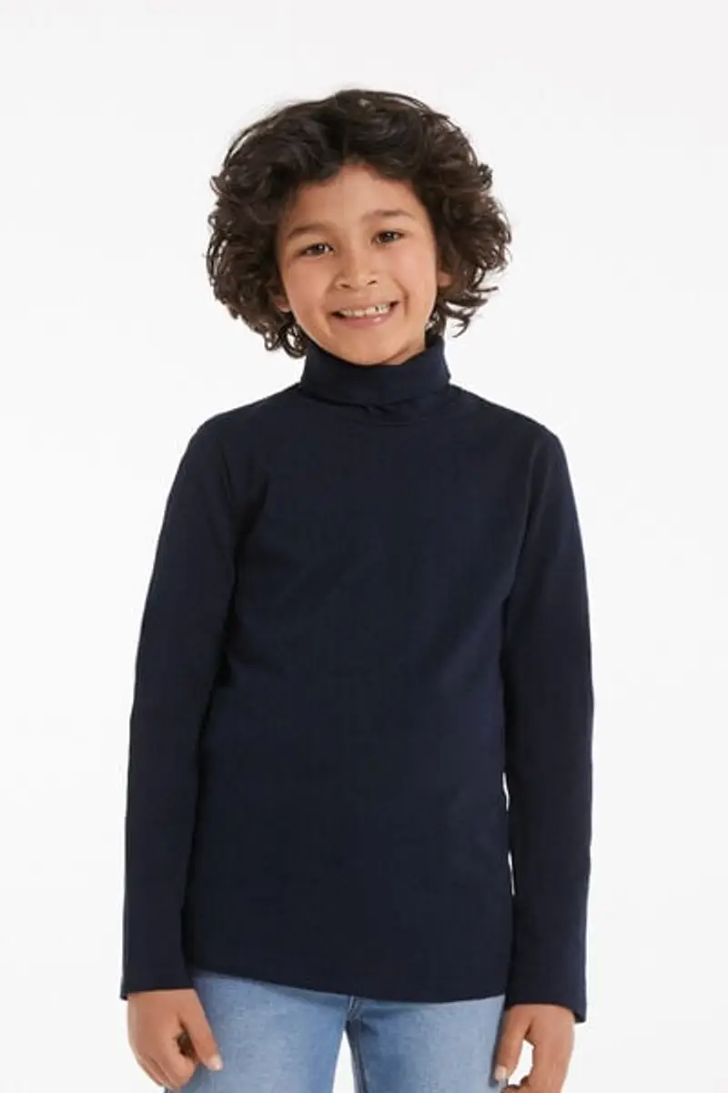 Tezenis Maglia Termica Collo Alto a Manica Lunga Bambini Unisex Unisex Blu