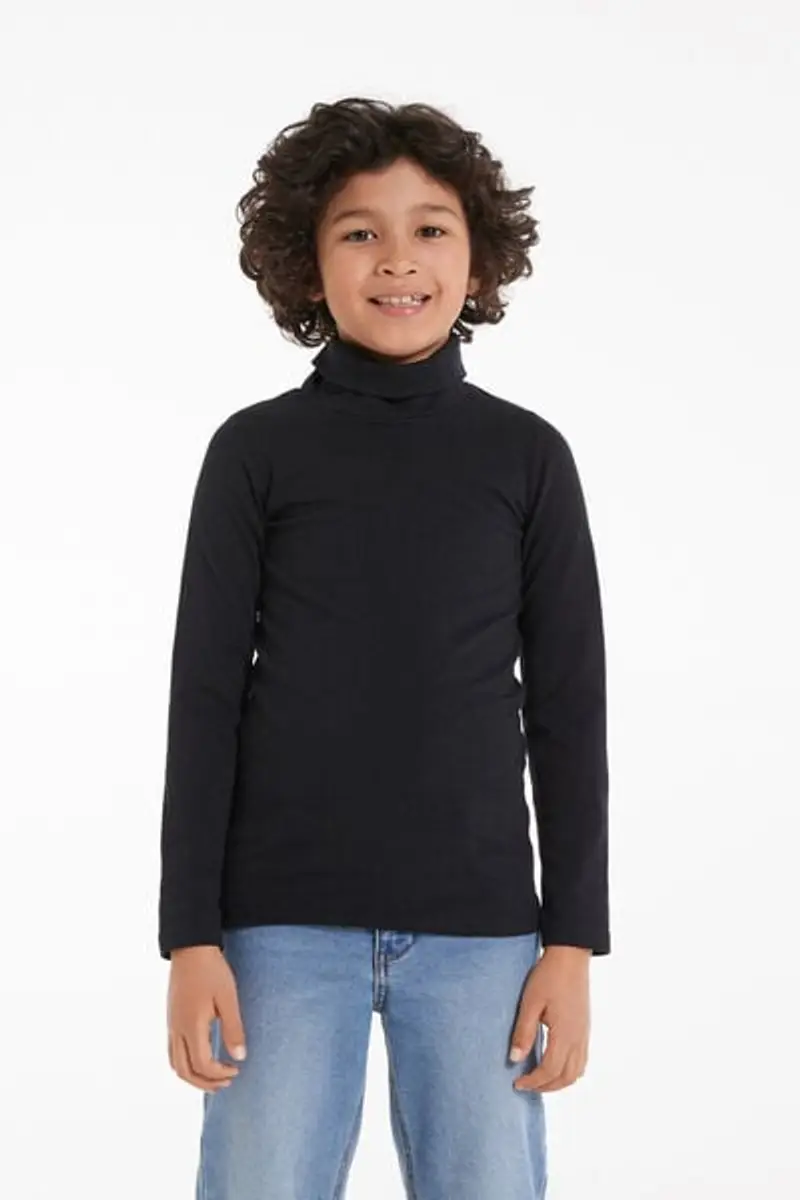 Tezenis Maglia Termica Collo Alto a Manica Lunga Bambini Unisex Unisex Nero