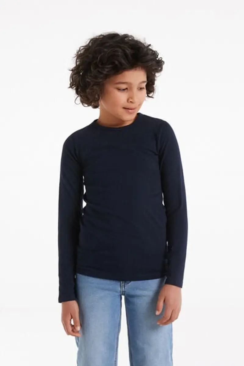 Tezenis Maglia Termica Girocollo in Cotone Bimbi Unisex Unisex Blu