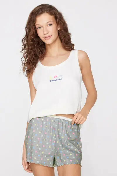 Tezenis Pantaloncini Corti in Cotone Stampato Punto Bambola Donna Grigio