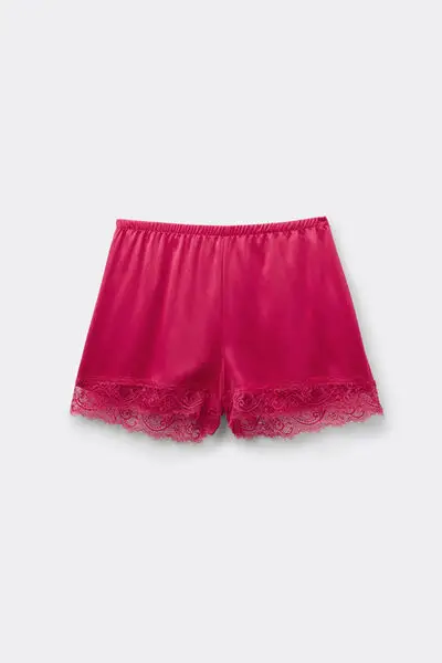 Tezenis Pantaloncino Corto in Raso e Pizzo Donna Rosso