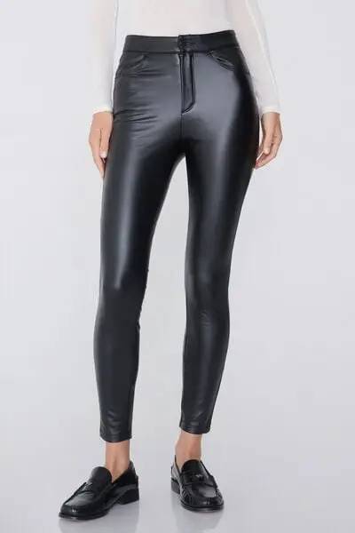 Tezenis Pantalone Termico con Tasche Effetto Pelle Donna Nero