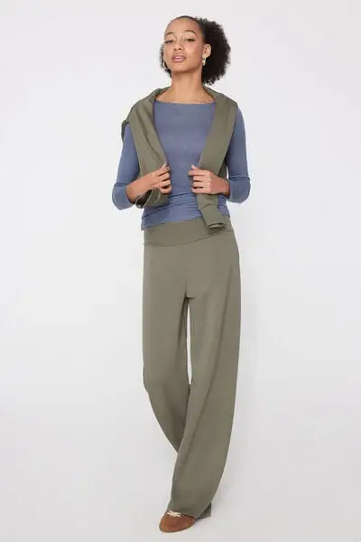 Tezenis Pantaloni Lunghi a Palazzo Soft Touch Donna Verde
