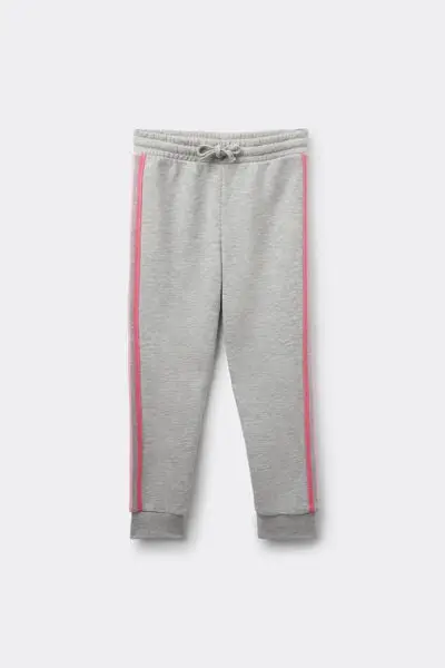 Tezenis Pantaloni Lunghi Felpa Pesante Bimba Bande Laterali Bambina Grigio
