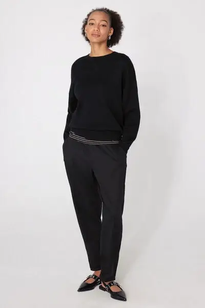 Tezenis Pantaloni Lunghi Sigaretta Gabardine Donna Nero