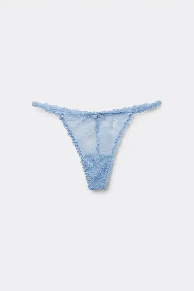 Tezenis Perizoma con Fianchetto Tanga in Pizzo con Charm Donna Azzurro