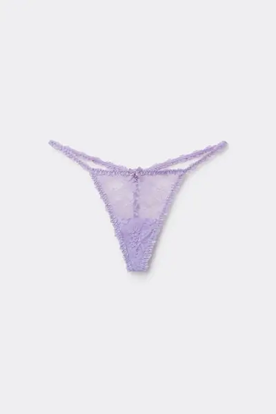 Tezenis Perizoma con Fianchetto Tanga in Pizzo con Charm Donna Viola