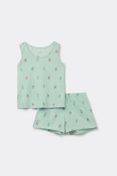 Tezenis Pigiama Corto Bimba Canotta Cotone Gelati Bambina