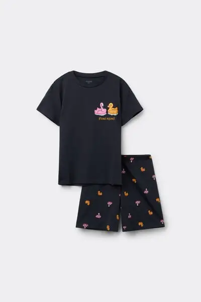 Tezenis Pigiama Corto Bimbo Cotone Stampa Salvagente Bambino Blu