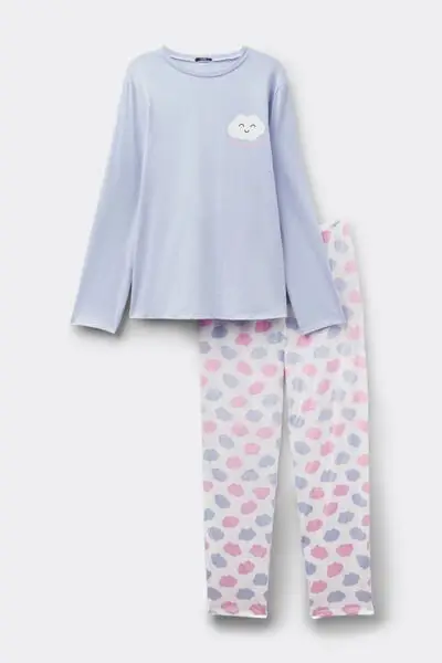 Tezenis Pigiama Lungo in Cotone Stampa Nuvole Donna Stampa