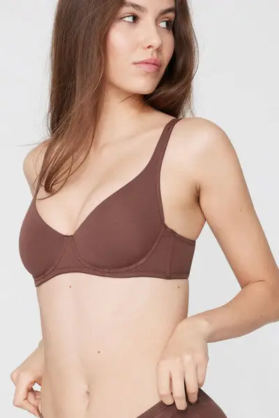 Reggiseno Balconcino in Cotone Organico Paris Donna Marrone miniatura 3