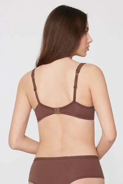 Reggiseno Balconcino in Cotone Organico Paris Donna Marrone miniatura 5