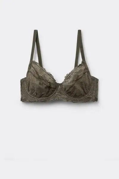 Tezenis Reggiseno Balconcino Non Imbottito Pizzo Riciclato Paris Donna Verde