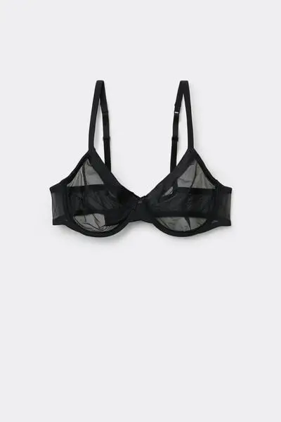 Tezenis Reggiseno Balconcino Paris Essential Tulle Donna Nero