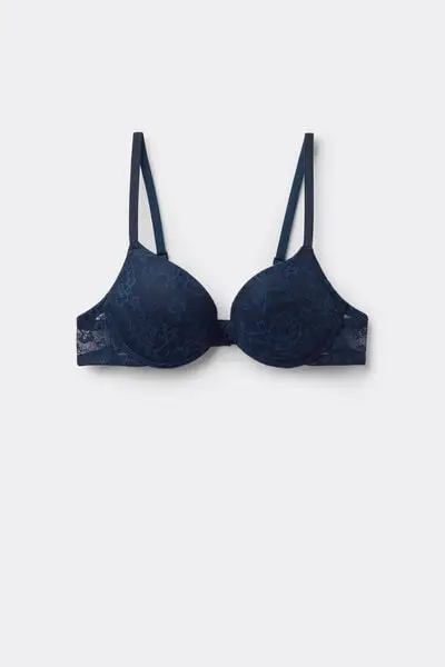 Tezenis Reggiseno Super Push-up in Pizzo Riciclato Los Angeles Donna Blu