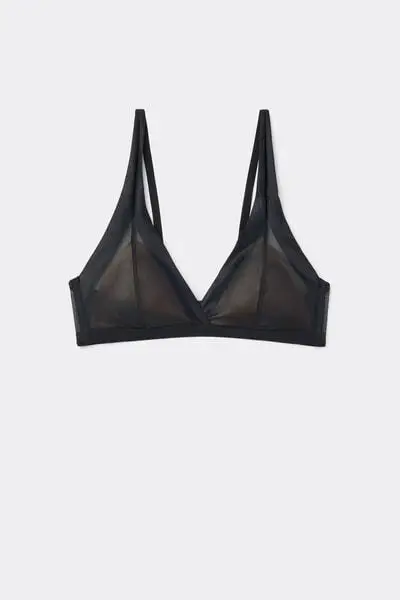 Tezenis Reggiseno Triangolo Havana Essential Tulle Leggermente Imbottito Donna Nero Taglia 5B