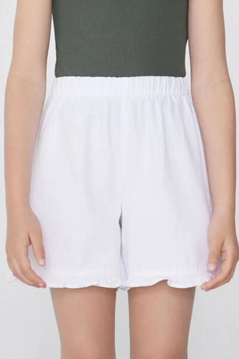 Tezenis Short in Denim con Ruches Bimba Bambina Bianco