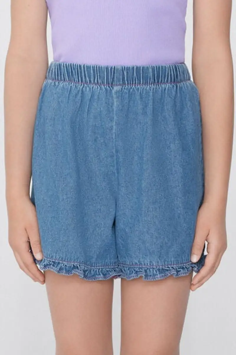 Tezenis Short in Denim con Ruches Bimba Bambina Blu