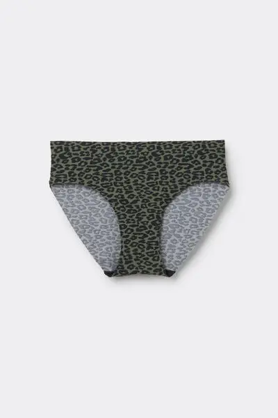 Tezenis Slip Taglio Vivo in Microfibra Stampata Donna Verde