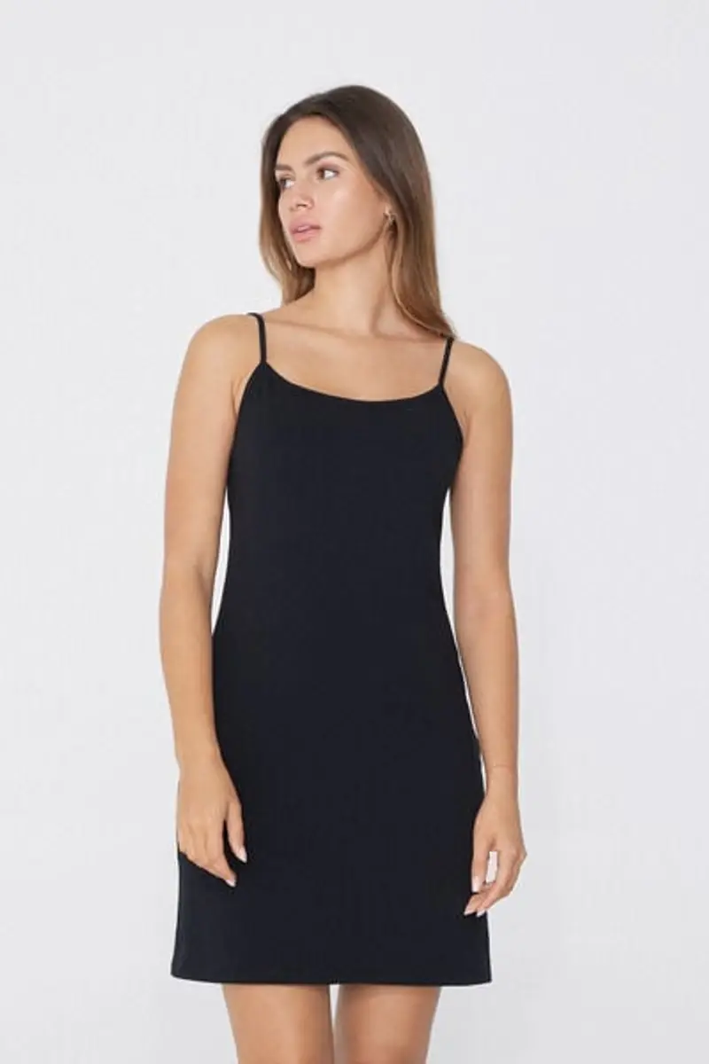 Tezenis Sottoveste Spalline Sottili in Cotone Donna Nero