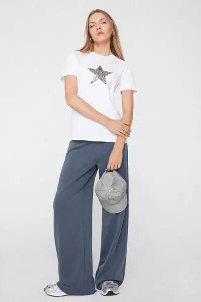 T-Shirt in 100% Cotone con Stampa Donna Stampa