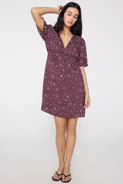 Tezenis Vestito Corto Mezza Manica in Tela Viscosa Donna Viola
