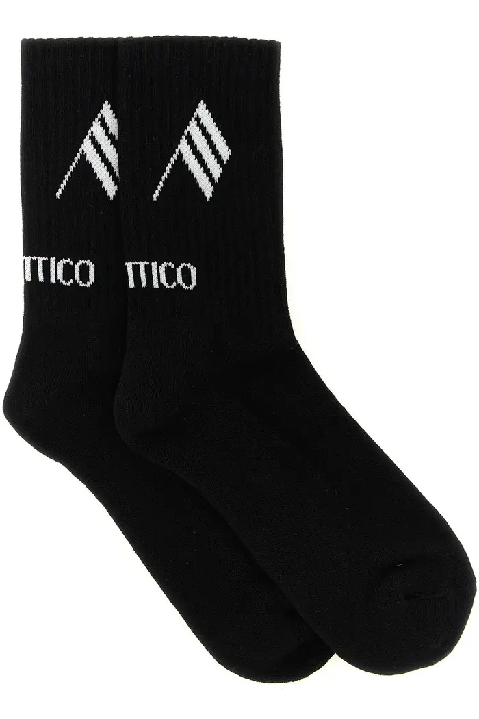 THE ATTICO Calze Intarsio Logo Bianco