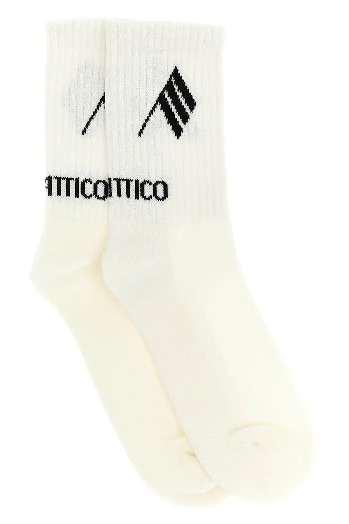 THE ATTICO Calze Intarsio Logo Bianco