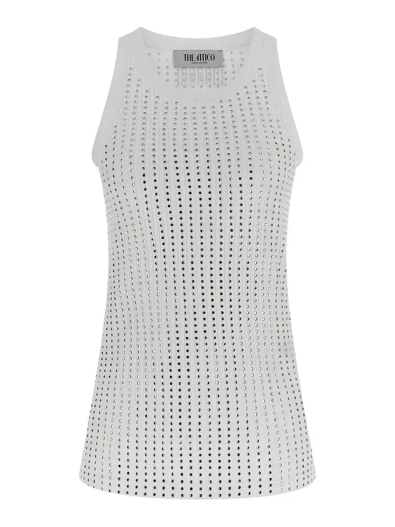 The Attico Canotta di strass Bianco